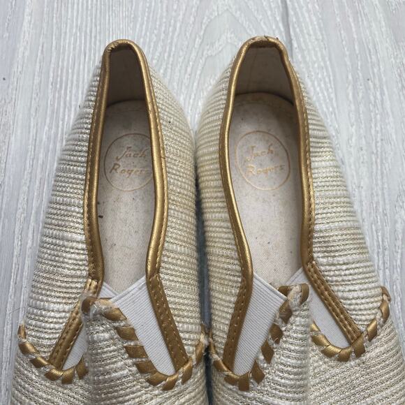 Jack Rogers Women's Ecru Cream & Gold Baldwin Slip On Sneakers Size 10 - Picture 6 of 11
